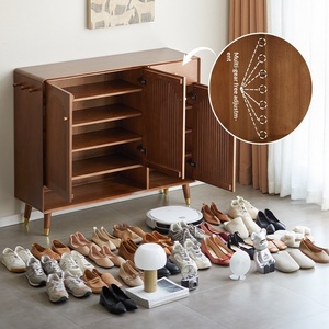 Nuevo Mueble <span class=keywords><strong>Zapatero</strong></span> de Madera Maciza Estilo Americano Rústico <span class=keywords><strong>Color</strong></span> Nogal para Entrada, Sala de Estar, Mueble para el Hogar de Gran Capacidad - Product Image 4