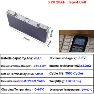 แบตเตอรี่ลิเธียมไอออนแบบแท่งปริซึม LFP 3.2V 20Ah อัตราการคายประจุสูง 25C 30C ลดราคาพิเศษ - Product Image 2