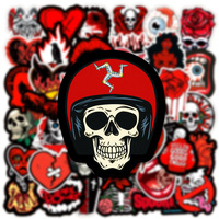 50 Pegatinas Góticas Negras y Rojas, Decoración de Terror y Thriller, Pegatinas Impermeables para Cuadernos y Vasos, Pegatinas de Graffiti