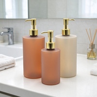 Bouteilles en plastique HDPE mates à épaules plates, pompe à lotion dorée, contenants vides de 300 ml et 500 ml pour shampoing et gel douche