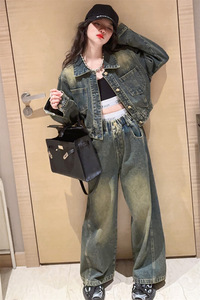 Completo Due Pezzi in Denim Casual e Carino per Ragazze, Traspirante in Poliestere/Cotone, Nuova Moda Primaverile e Autunnale per Bambini <span class=keywords><strong>Online</strong></span> - Product Image 6