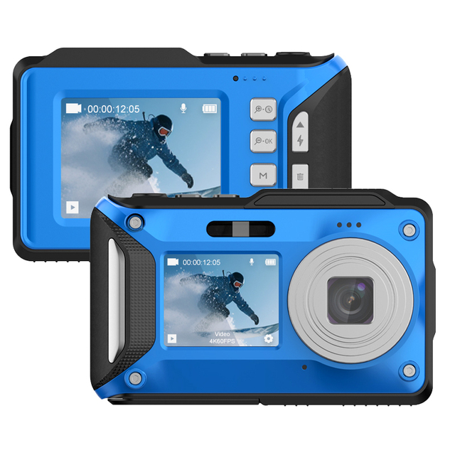 Body Waterproof 8X Digital Zoom Dual Screen 4K 30fps Video 48MP Photo Flash LED EIS WIFI Digital Camera
