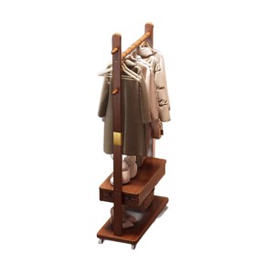 Space-saving floor-standing small solid wood coat <b>rack</b> for bedroom, a new style of room storage for <b>clothes</b> at night. - Product Image 5