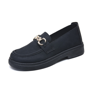 Nuovi Arrivi: Mocassini Slip-On Blu Navy da Donna con Decorazione a Catena Dorata, Scarpe Comode e Piatte per l'Uso Quotidiano in Ufficio - Product Image 2