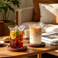 Tasse à café latte de style européen 350 ml, verre borosilicate haut de gamme, pour boissons froides, vente en gros d'usine