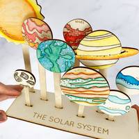 Kit de bricolage créatif en bois pour enfants Assemblé Phase de lune et système solaire Puzzle Jouets scientifiques éducatifs
