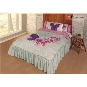 Couette double Malika avec 2 oreillers, motif papillon, style classique, pour toute la saison, usage domestique - Product Image 3