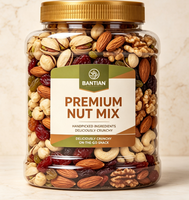 BANTIAN Vente en gros de fruits secs et noix assortis, amandes décortiquées, noisettes, non salées, grillées, dures et sucrées, 1000g, collation pour la famille et les fêtes, personnalisable