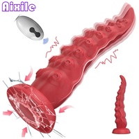 Vibromasseur anal fantaisie en forme de tentacule, pour stimulation de la prostate et du point G, vibrant et ondulant, avec ventouse, modèle pieuvre monstre
