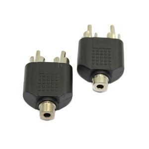 3.5mm Stereo Female To Dual Rca Male Audio <b>Adapter</b> Abs Material <b>Plug</b> In Connection - Product Image 1