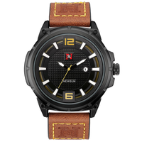 Montre-bracelet à quartz pour homme NS Never Stop N905, nouvelle montre sportive étanche avec bracelet en cuir, date automatique et aiguilles lumineuses