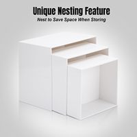 Présentoirs cubes personnalisés en acrylique blanc style Art Déco – Boîtes rehausseuses écologiques pour buffets de mariage et présentation de desserts