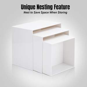 Exhibidores de Acrílico Blanco en Forma de Cubo - Cajas Elevadoras Ecológicas y Juego de Cubos para Presentación de Buffet y Postres en Bodas - Product Image 4