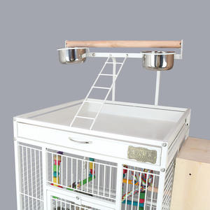 Cage à oiseaux 60 pouces en fer forgé, cage pour perruches avec plateau supérieur ouvrant et support roulant pour oiseaux moyens, cage de luxe pour perroquets XXL - Product Image 4
