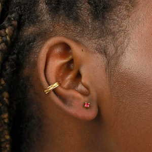 Boucles d'oreilles simples en argent S925 avec zircon à quatre griffes, mini-diamant coloré, pierre de naissance du mois, nouvelles boucles d'oreilles pour couple - Product Image 2