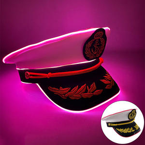Pafu, лидер продаж, красочная светодиодная шляпа с подсветкой, вышитая капитанская большая Кепка, светящиеся шляпы, темно-синяя шляпа моряка - Product Image 4