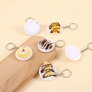 Porte-clés 3D en PVC, mignon, en forme de nourriture, porcelaine chinoise bleue et blanche, et accessoires en forme de beignets et nouilles, porte-clés en plastique - Product Image 4