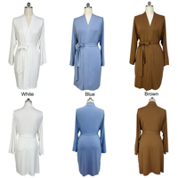Peignoir Kimono Doux pour Femme Automne Hiver, Robe Longue à Manches Longues en Tricot, Vêtement de Détente de Luxe pour Spa, Nuisette Unie Grande Taille