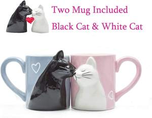 Cute 3D Kissing Cat Taza del Día de San Valentín Tazas de impresión Tazas de pareja de cerámica <span class=keywords><strong>para</strong></span> regalo Tazas de pareja personalizadas - Product Image 2
