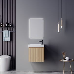 <span class=keywords><strong>Mobile</strong></span> <span class=keywords><strong>Bagno</strong></span> Sospeso Vintage Effetto Invecchiato in Compensato con Specchio LED e Lavabo - Product Image 2