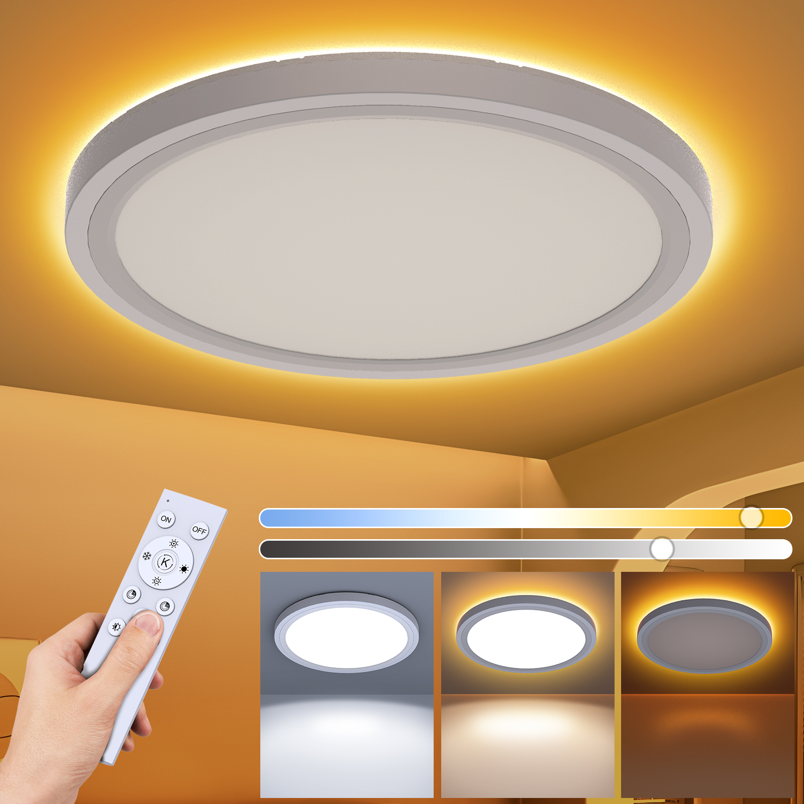 Fast Delivery Europe Ceiling Lamp 3CCT Switchable Surface Mounted Dimmable New Fashion LED Ceiling Light for Bedroom