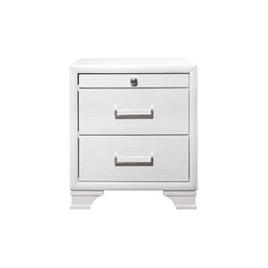 Civic White Nightstand With Two <b>Drawers</b> Modern Bedroom <b>Storage</b> <b>Drawer</b> Unit - Product Image 1