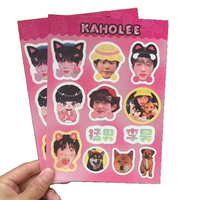 Feuilles d'autocollants prédécoupés personnalisés avec logo, autocollants Kawaii imperméables, feuilles d'autocollants de dessins animés