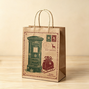 120g Recyclable Thick Kraft <b>Paper</b> Custom Printed Christmas Twisted Handle Multi-Size Reusable <b>Gift</b> <b>Bags</b> for Holiday Packaging - Product Image 3