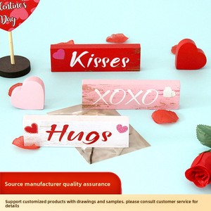 Couple Máy tính để bàn trang trí Valentine của ngày Quà tặng đám cưới Hand Painted gỗ Chữ trang trí nội thất thủ công khắc chụp đạo cụ - Product Image 2