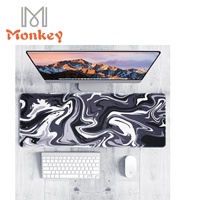 Grand tapis de souris de jeu personnalisé avec base en caoutchouc antidérapante, design topographique noir et blanc pour la maison et le bureau