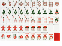 Tuiles de Mahjong Américaines Style Noël 160 Pièces – Ensemble de Jeu en Acrylique avec Motifs Père Noël, Sapin et Bonhomme en Pain d'Épices pour Fêtes et Jeux