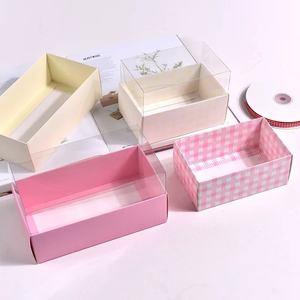 Stampa personalizzata Logo bomboniere ecologiche caramelle al <span class=keywords><strong>cioccolato</strong></span> torta alla fragola confezione regalo in carta con coperchio trasparente - Product Image 4