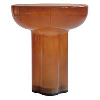 Table basse Crown 450*500mm 560*400mm, ensemble de 2 tables d'appoint rondes en verre, 22'' 18'', verre soufflé blanc fumé ambré