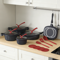Induktionsgeeignetes Antihaft-Kochgeschirr-Set mit 20cm Milchtopf, 24/28cm Kochtöpfen & Bratpfanne