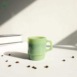 Caneca de Café de Vidro Borossilicato Cor Jade Atacado Personalizada Fofa de Alta Qualidade 350ml Copos de Sobremesa Seguros para Micro-ondas para Casa e Cafeteria - Product Image 3