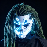 Masque de robot LED Cyber Clown avec dreadlocks, casque de cosplay futuriste d'horreur pour Halloween, carnaval et performance DJ