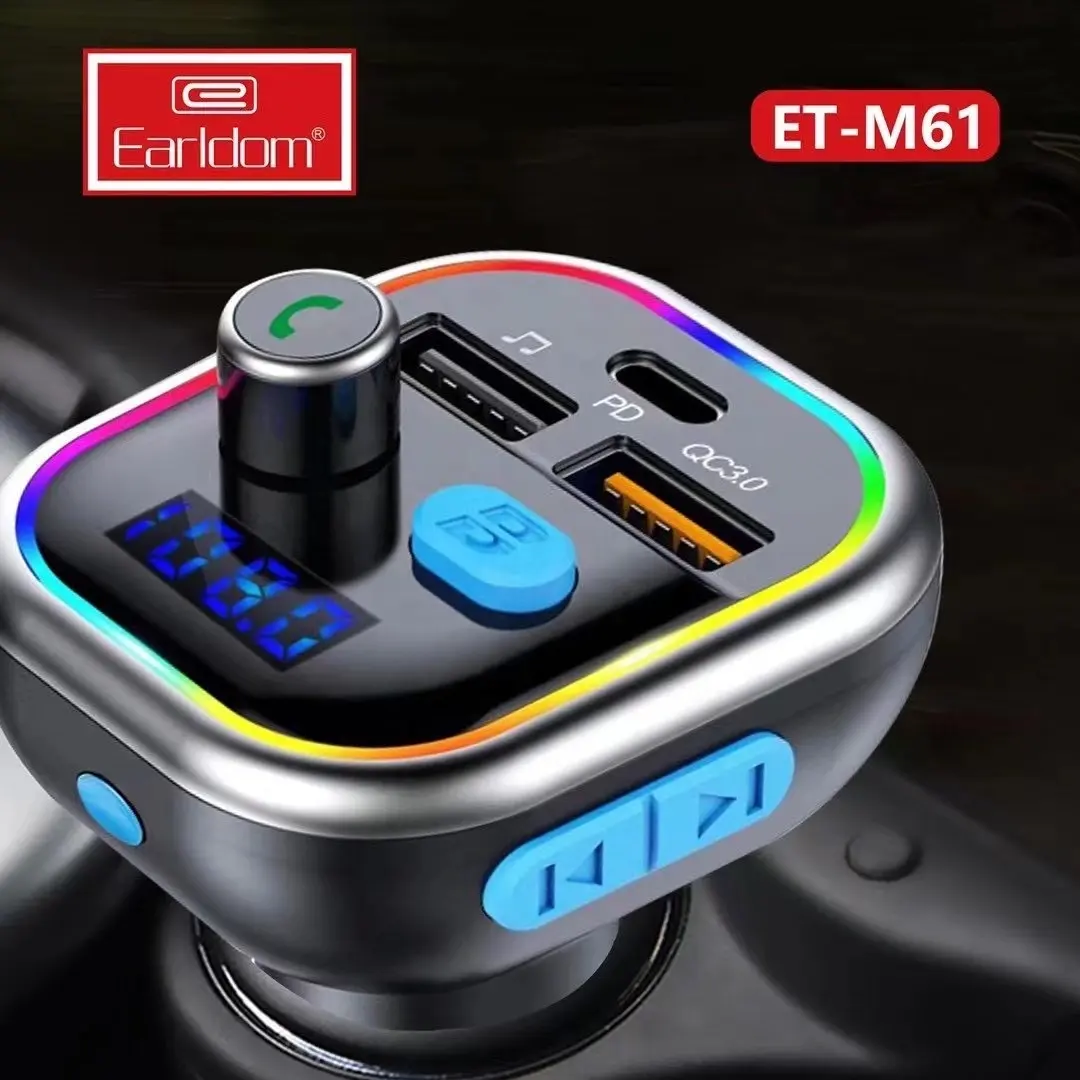 EARLDOM 자동차 라디오 자동차 Mp3 플레이어 음악 어댑터 듀얼 USB 자동차 충전기 BT 핸즈프리 키트 FM 송신기 자동차 키트