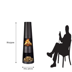 Chimeneas Modernas Altas para <span class=keywords><strong>Pellets</strong></span> de Madera, <span class=keywords><strong>Chimenea</strong></span> de Acero Resistente con Almacenamiento de Leña para Acampar - Product Image 6