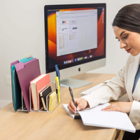 Support de présentation en acrylique pour hôtel, organisateur de fichiers à 4 sections pour enveloppes, lettres, documents et articles électroniques – En stock