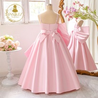 Gaun Tali Spaghetti Berbahan TC Bernapas Warna Pink Dengan Pita Pinggang Besar untuk Pertunjukan Sekolah Pakaian Malam Elegan untuk Remaja Putri ALP830