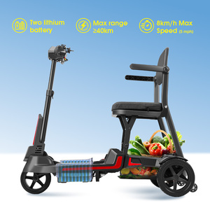 Scooter de mobilité extérieur senior EU, 3 roues, pliable, portable, 14 kg, aluminium, double batterie, 40 km d'autonomie, grand panier, éclairage LED lumineux - Product Image 1