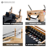 Máquina Profesional de Pilates Reformer de Madera Plegable con Media Torre de Resortes, Equipo para Estudio en Casa, Tabla de Entrenamiento de Pilates