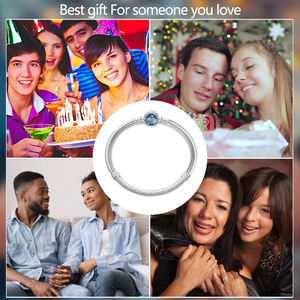 Bracciale Placcato Argento Fine con Charm e Perline di Fabbrica, Braccialetto Gioiello alla Moda da Donna, Braccialetto Rigido Femme per Creare Charm - Product Image 6