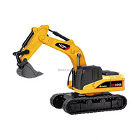 Mini-excavatrice télécommandée en alliage à 8 canaux, échelle 1/64, pour enfants, 2,4 G, double mode, camions de construction RC avec éclairage