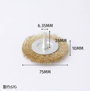 75mm Steel Wire End <b>Brush</b> Brass Flat Crimped Wire Polishing Cleaning <b>Brush</b> Hex Shank for Surface Finishing - Product Image 1