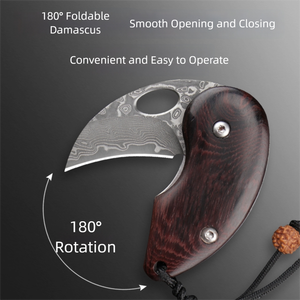 <span class=keywords><strong>Cuchillo</strong></span> <span class=keywords><strong>Karambit</strong></span> Coleccionable de Acero de Damasco con Diseño Plegable - Product Image 2