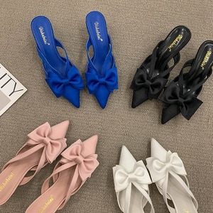 French Baotou Half Female Spring and Summer Wear New Women's Pointy Muller High Heels Small Slippers - Product Image 4