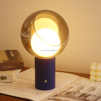Magnifique lampe en verre rechargeable à LED, lampe de table à variation d'intensité tactile, lampe en cuir, veilleuse pour enfants, lampe de chevet pour chambre à coucher