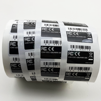 Rouleau d'étiquettes en vinyle blanc pour emballage, adhésif Permanent, personnalisé, numéro de série imprimé