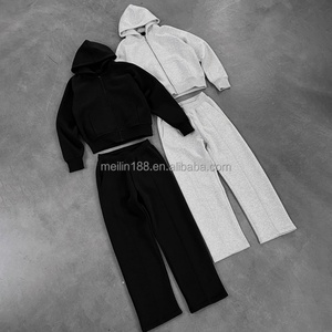 Fabricant de survêtements personnalisés : Ensemble pantalon de survêtement coupe droite ample et sweat à capuche, grande taille, épais, vierge, pour homme - Product Image 3